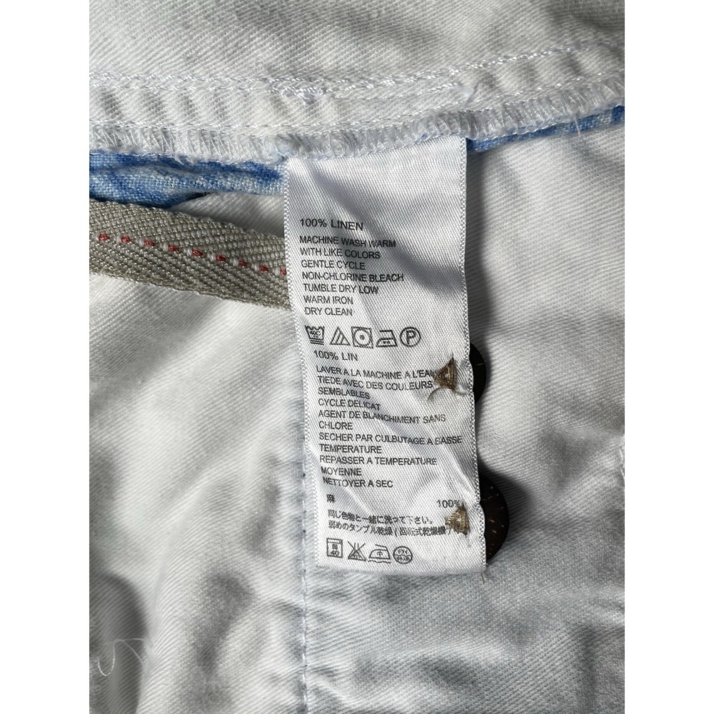 Tommy Bahama Men's Linen Chino Shorts Blue White Floral Button Pockets - Picture 7 of 9